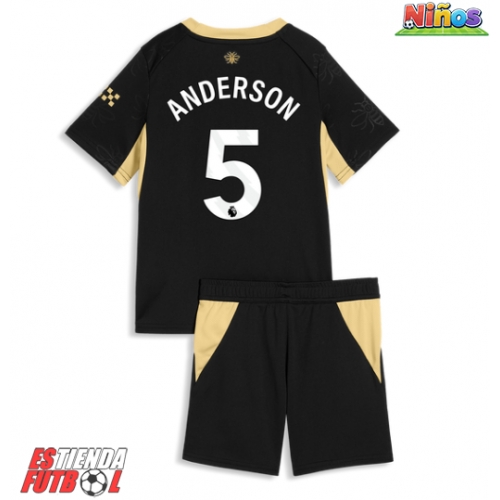 Manchester City Elliot Anderson #5 Segunda Equipación Niños 2026-27 Manga Corta (+ Pantalones cortos)